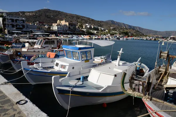 Elounda Crete Port Port Pêche Grec Méditerranéen Bateau Pêche Bateau — Photo