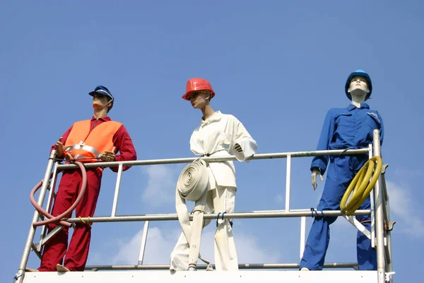 Trabalhadores Construção Civil Telhado — Fotografia de Stock