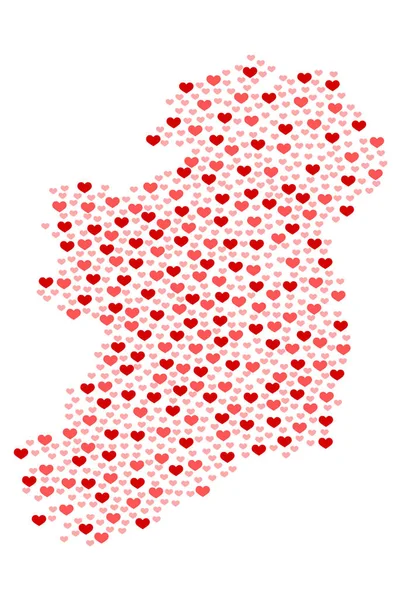 Ireland Karta Skissera Hjärtan — Stockfoto