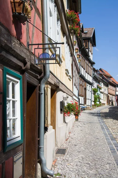 Quedlinburg Saxônia Anhalt Alemanha Lange Gasse — Fotografia de Stock