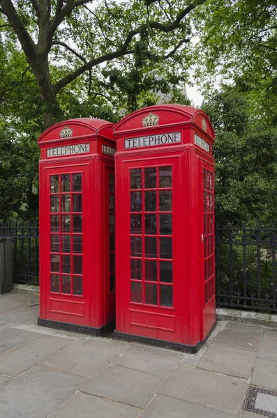 Pair Traditional English Telephone Boxes Royalty Free Stock Images