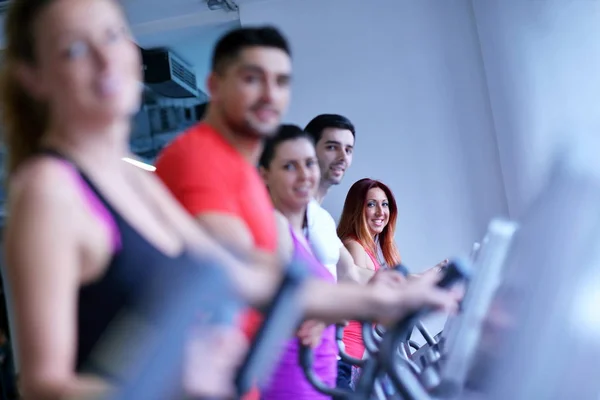 Group Young People Running Treadmills Modern Sport Gym — Stock Photo, Image