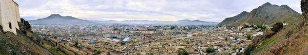 Panorama Van Het Shigatse Klooster Een Van Grootste Steden Tibet — Stockfoto