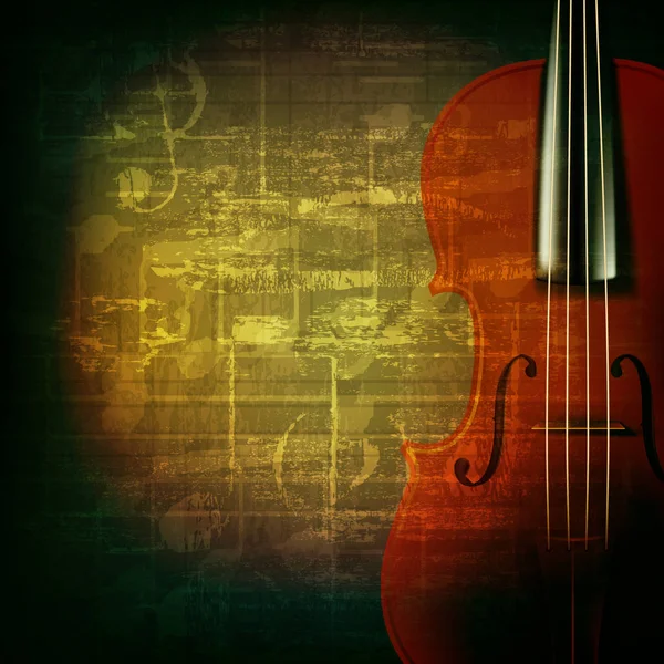 Astratto Sfondo Musicale Grunge Verde Con Violino — Foto Stock