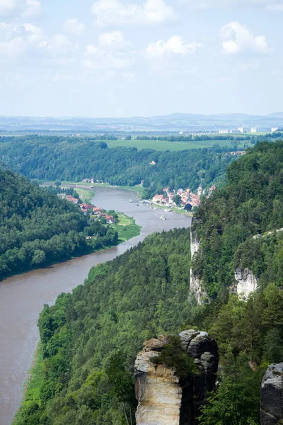 Elbe Sandstensberg Sachsen Tyskland — Stockfoto