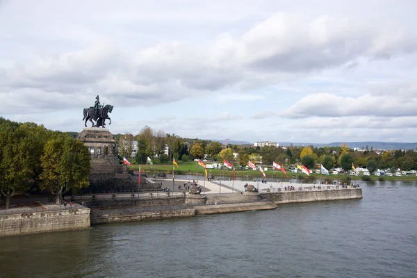 Lovas Szobor Császár Wilhelm Deutsches Eck Koblenz Németország — Stock Fotó