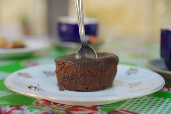 Savoureux Gâteau Sucré Sur Fond Gros Plan — Photo