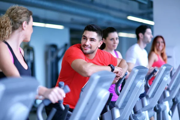 Group Young People Running Treadmills Modern Sport Gym Stock Photo