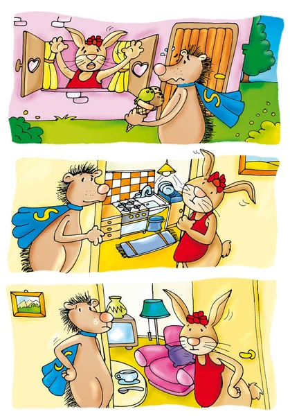 Cartoon Illustration Eines Mädchens Das Mit Einem Spielzeug Spielt — Stockfoto