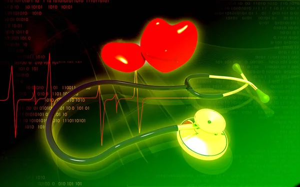 Цифрова Ілюстрація Стетоскопа Серця Кольоровому Фоні — стокове фото