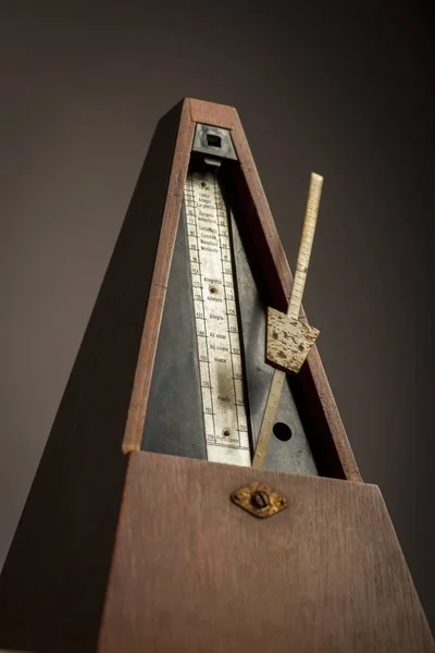 Color Shot Vintage Metronome Black Background — Stock Photo, Image