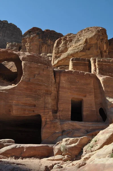 Jordan Casas Piedra Ciudad Nabataean — Foto de Stock