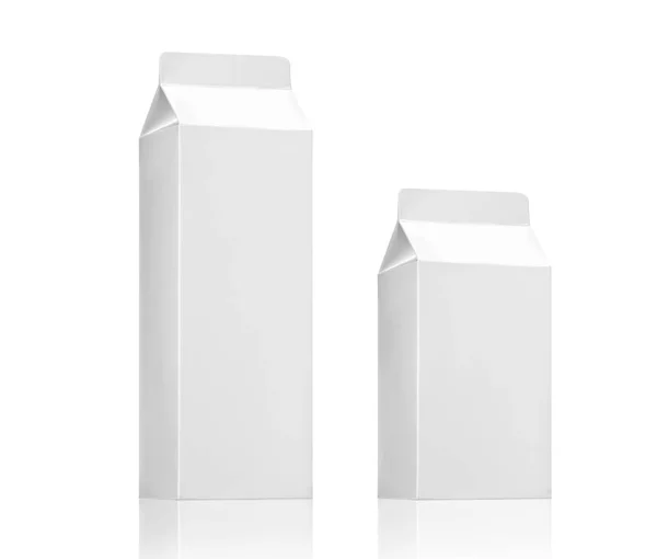 Boîte Lait Boîte Jus Emballages Carton Blank White Paquet Briques — Photo