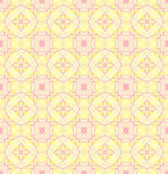Abstrakt Kariert Hintergrund Endlose Gelb Rosa Blumenmuster — Stockfoto