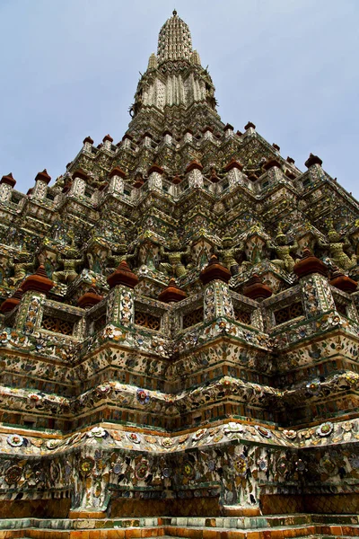 Ásia Bangkok Templo Tailândia Abstrato Cruz Cores Telhado Wat Cores — Fotografia de Stock