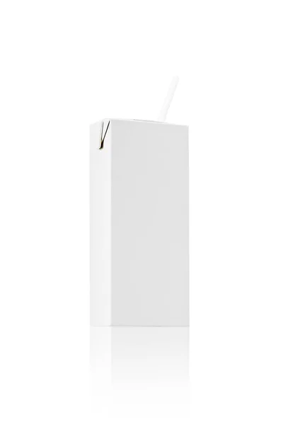 牛奶盒或果汁盒包装白种人 纸板砖包装饮料日记本产品 准备好你的设计了包装系列 真实感照片图像 — 图库照片