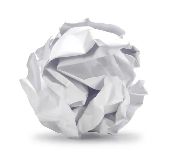 Бумажный Мяч Бумага Переработана Белом Фоне Свинченный Лист Бумаги Шаровой — стоковое фото