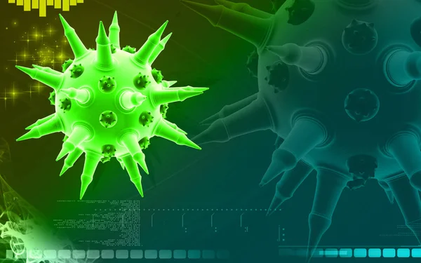 Illustrazione Digitale Del Virus Influenzale Sullo Sfondo Colori — Foto Stock