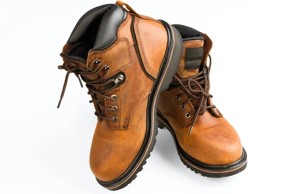 Bruin Mannen Boots Geïsoleerd Witte Achtergrond — Stockfoto