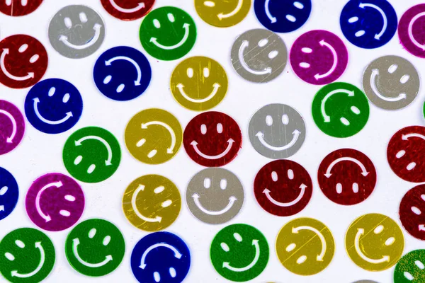 Muitos Coloridos Smileys Fundo — Fotografia de Stock