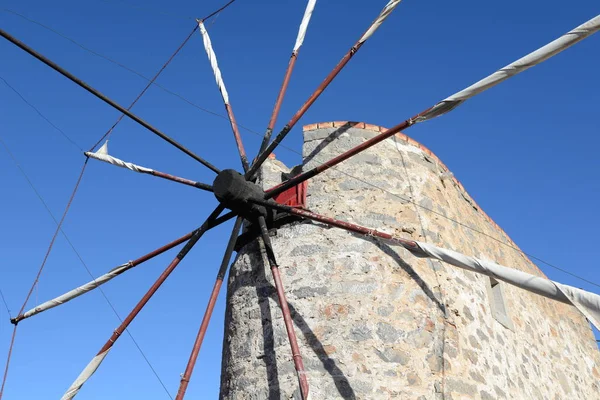 Wiatrak Sosna Kato Sosna Kato Stary Historyczny Wiatr Beton Elounda — Zdjęcie stockowe