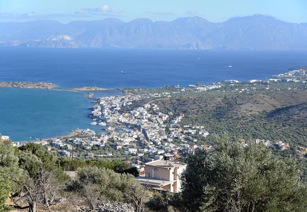 Побережье Бетон Elounda Greece Море Среднее Берег Местоположение Ближайший Туризм — стоковое фото