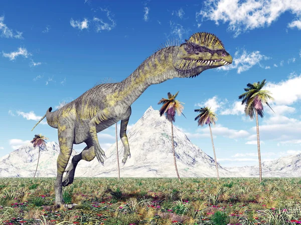 Illustration Générée Par Ordinateur Avec Dinosaure Dilophosaurus — Photo