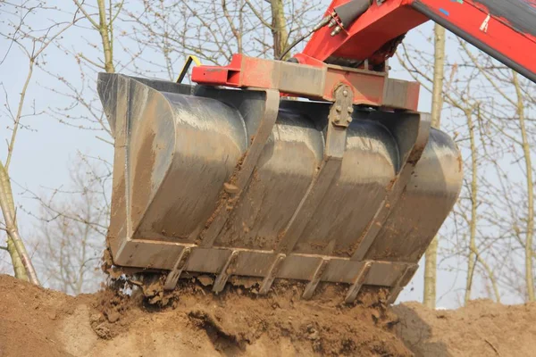 Baustelle Mit Einem Großen Bagger — Stockfoto