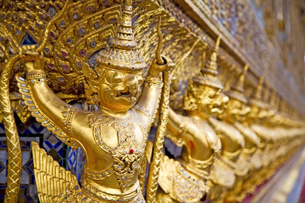 Démon Templom Bangkok Ázsiában Thaiföld Absztrakt Kereszt Színek Lépés Gold — Stock Fotó