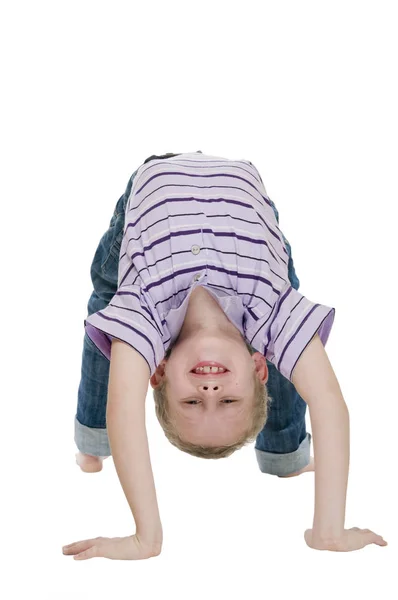 Frontal Full Body View One Seven Year Old Boy Friendly — Stock fotografie