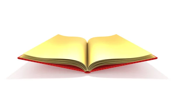 Illustration Opened Book Gold Pages White Background — Stock Photo, Image