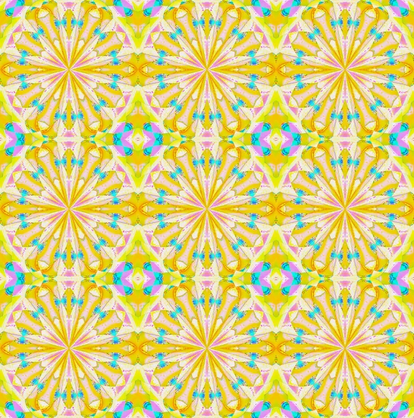 Abstract Sunny Cheerful Background Endless Star Shaped Flower Pattern Yellow — Stock Photo, Image