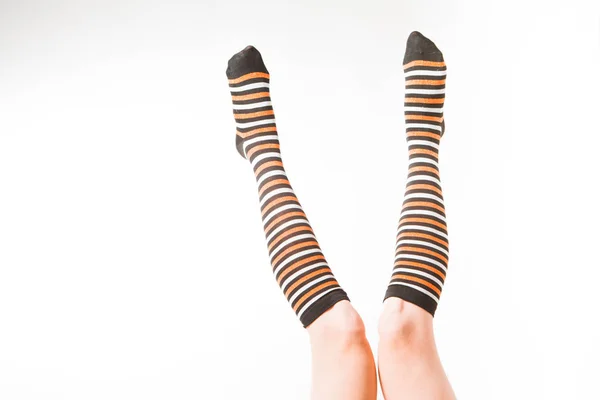 Pretty Legs Long Multi Colored Socks — Stock Photo, Image