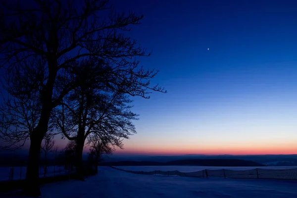Blaue Stunde Winter Harz — Stockfoto