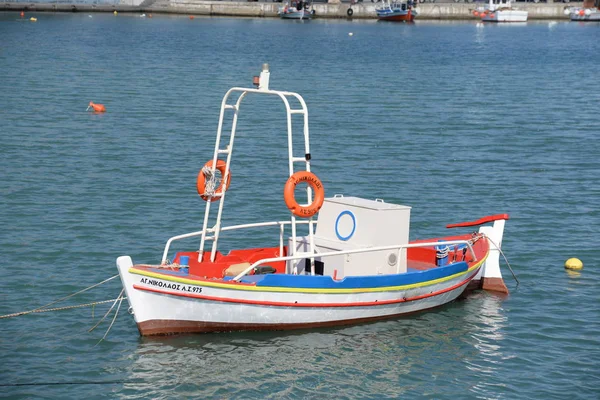 Sitia Crete Harbor Fishing Harbor Greece Medanean Fisherman Boat Peaceful — стоковое фото