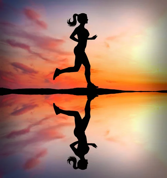 Fitness Girl Running Sunset City Center Royalty Free Stock Images