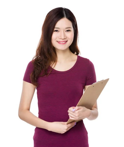 Woman Hold Clipboard — Stock Photo, Image