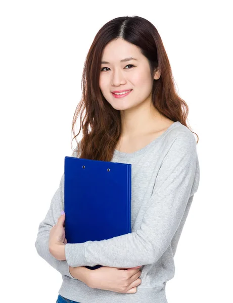 Young Woman Hold Clipboard — Stock Photo, Image