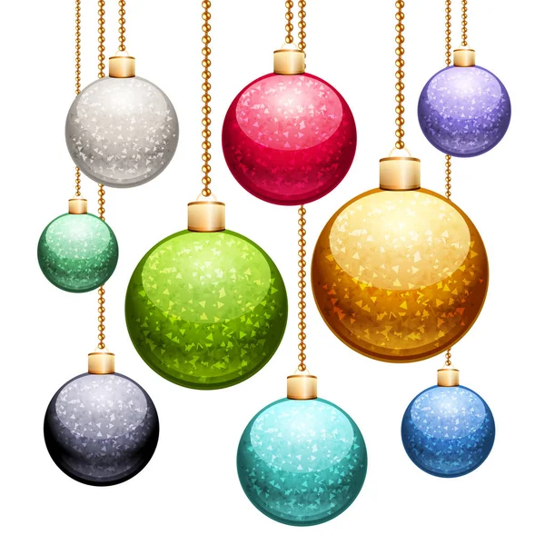 Set Kerstballen Met Glitter Geïsoleerd Witte Achtergrond Knippaden Opgenomen Extra — Stockfoto