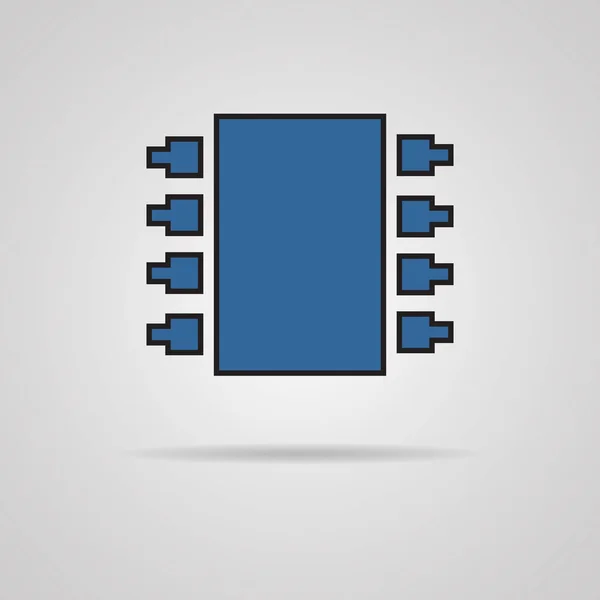 Elektronische Chip Enkele Platte Kleur Pictogram Vectorillustratie — Stockfoto