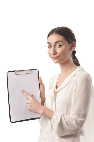 Young Woman Clipboard — Stock Photo, Image