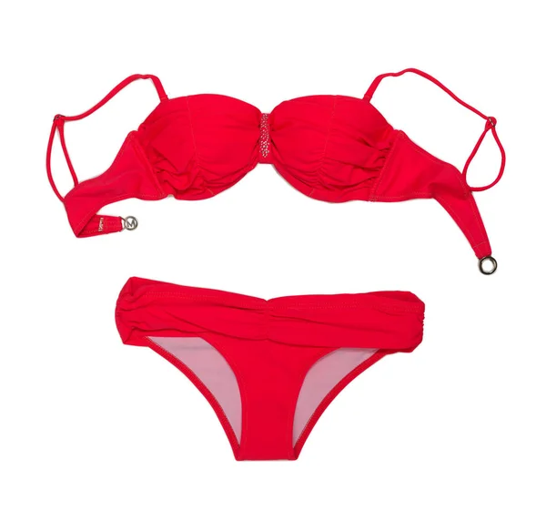 Maillot Bain Rouge Tendance Avec Strass Soutien Gorge Culotte Isoler — Photo