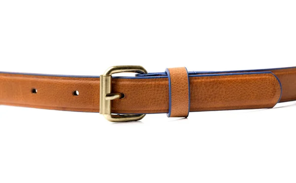 Ceinture Cuir Brun Isoler Sur Fond Blanc — Photo