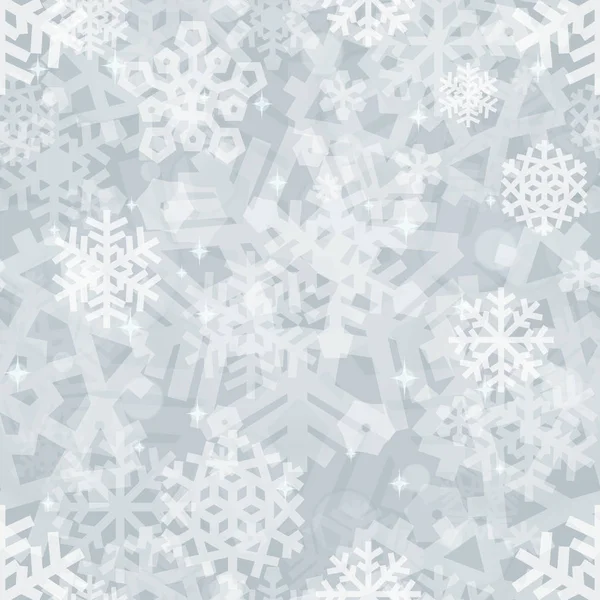 Awesome Shiny Silver Light Snowflakes Seamless Pattern Winter Christmas Desing — 图库照片
