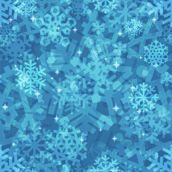 Awesome Shiny Blue Snowflakes Seamless Pattern Winter Christmas Desing — Stock Photo, Image