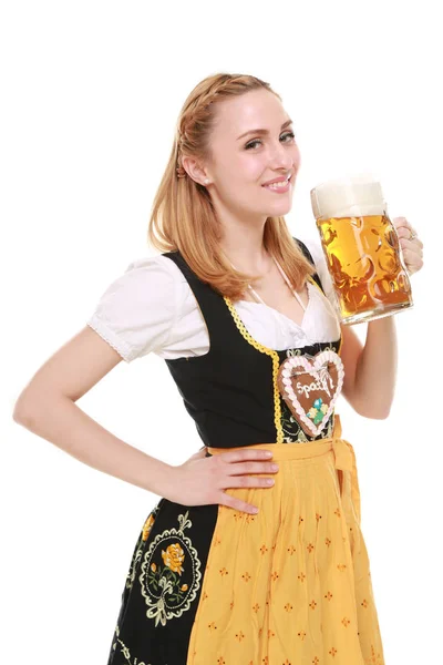 Wiesnmadl Mit Maßkrug — Stockfoto