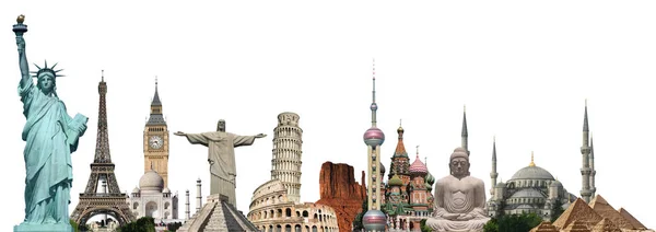 Famous Monuments World Grouped Together — Stock Photo, Image