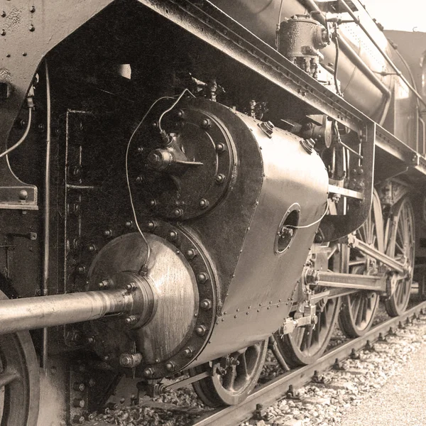 Detail Old Fashioned Steam Locomotive Austrian Railway Station Scan 6X6 — Stock Photo, Image