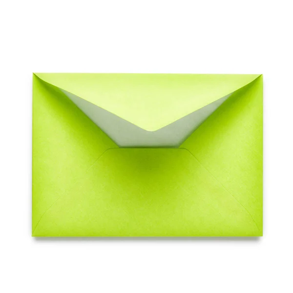 Envelope Verde Claro Isolado Fundo Branco Objeto Com Caminho Recorte — Fotografia de Stock