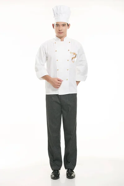 Indossare Tutti Tipi Abbigliamento Chef Dietista Fronte Sfondo Bianco — Foto Stock
